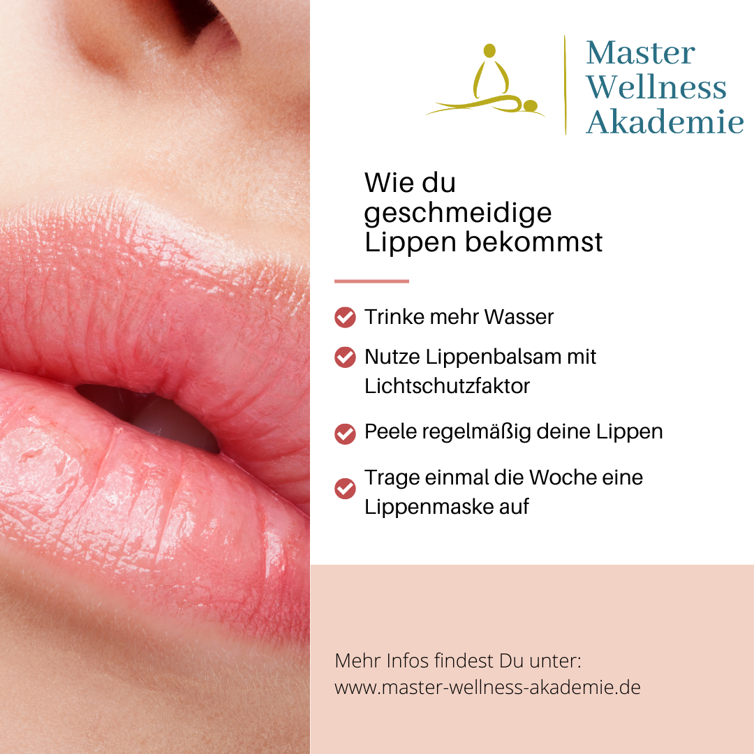 Wie du geschmeidige Lippen bekommst, lernst du während der Gesichts- und Kopfmassageausbildung der Master Wellness Akademie.